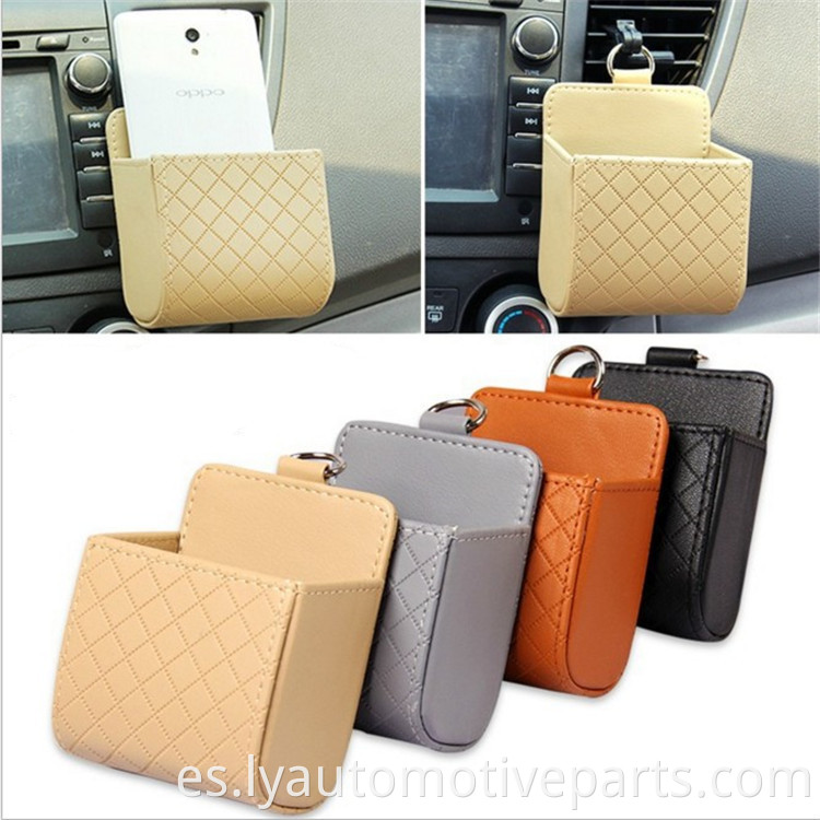 Pu Leather Car Pocket Organizer Hang Bolsa de carruaje de teléfono móvil